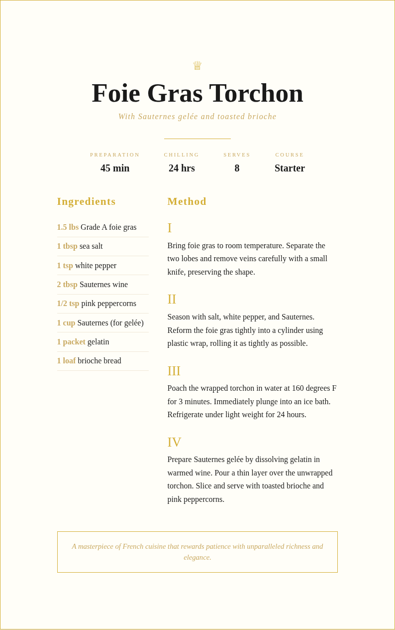 Luxury Premium Recipe With Gold Accents